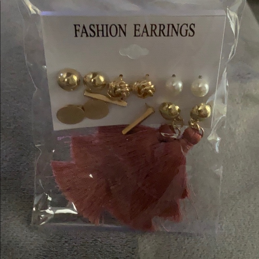 Pink Earring Tassel Set